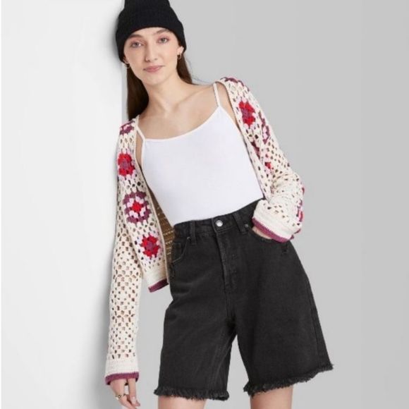 wild fable Pants - Wild Fable High-Rise Wide Leg Bermuda Jean Shorts